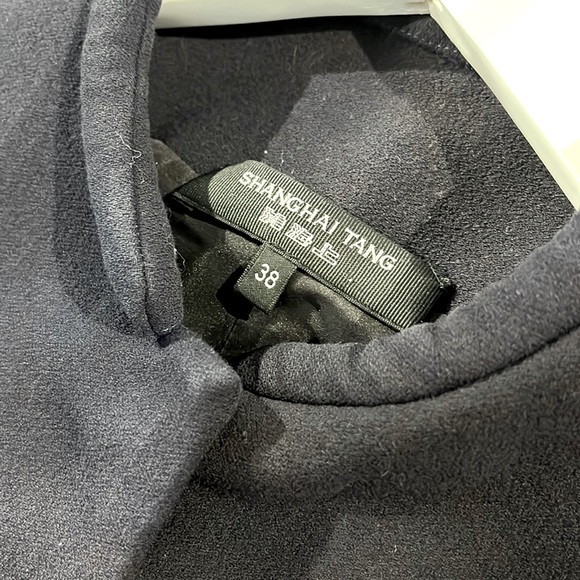 Shanghai Tang Navy Embroidered Leather-Applique Coat - Picture 12 of 13